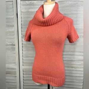 THEORY Cristobal Cashmere/Wool Cowl Neck Short Sleeve Sweater Dusty Coral-P/TP
